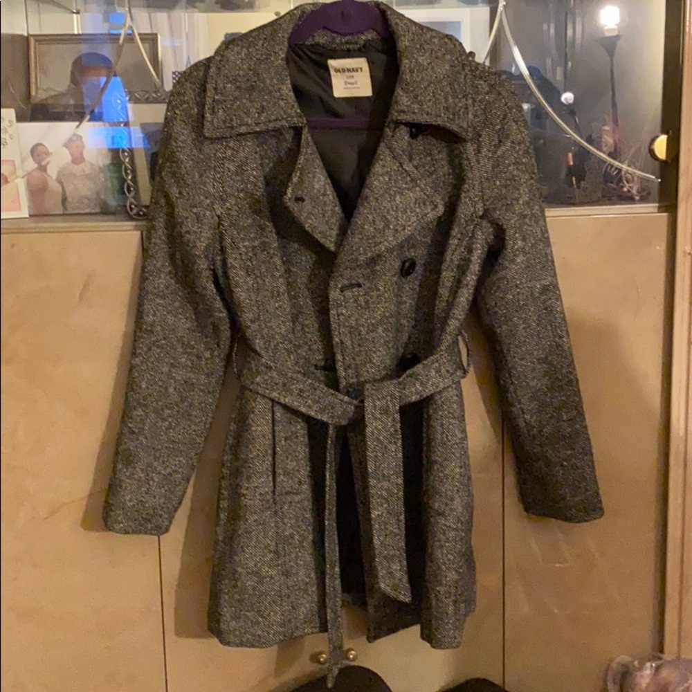 Pea Coat With Tie